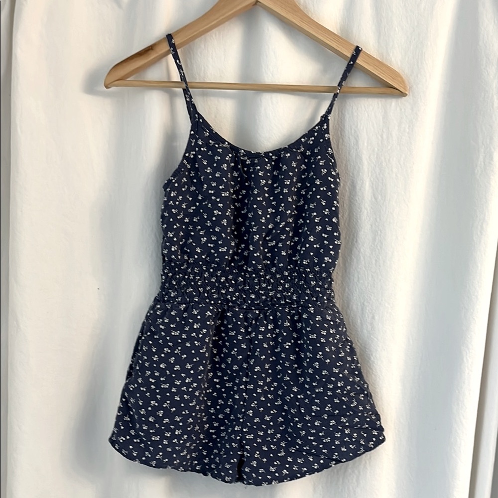 Size 9/10 Abercrombie Kids Blue and White romper